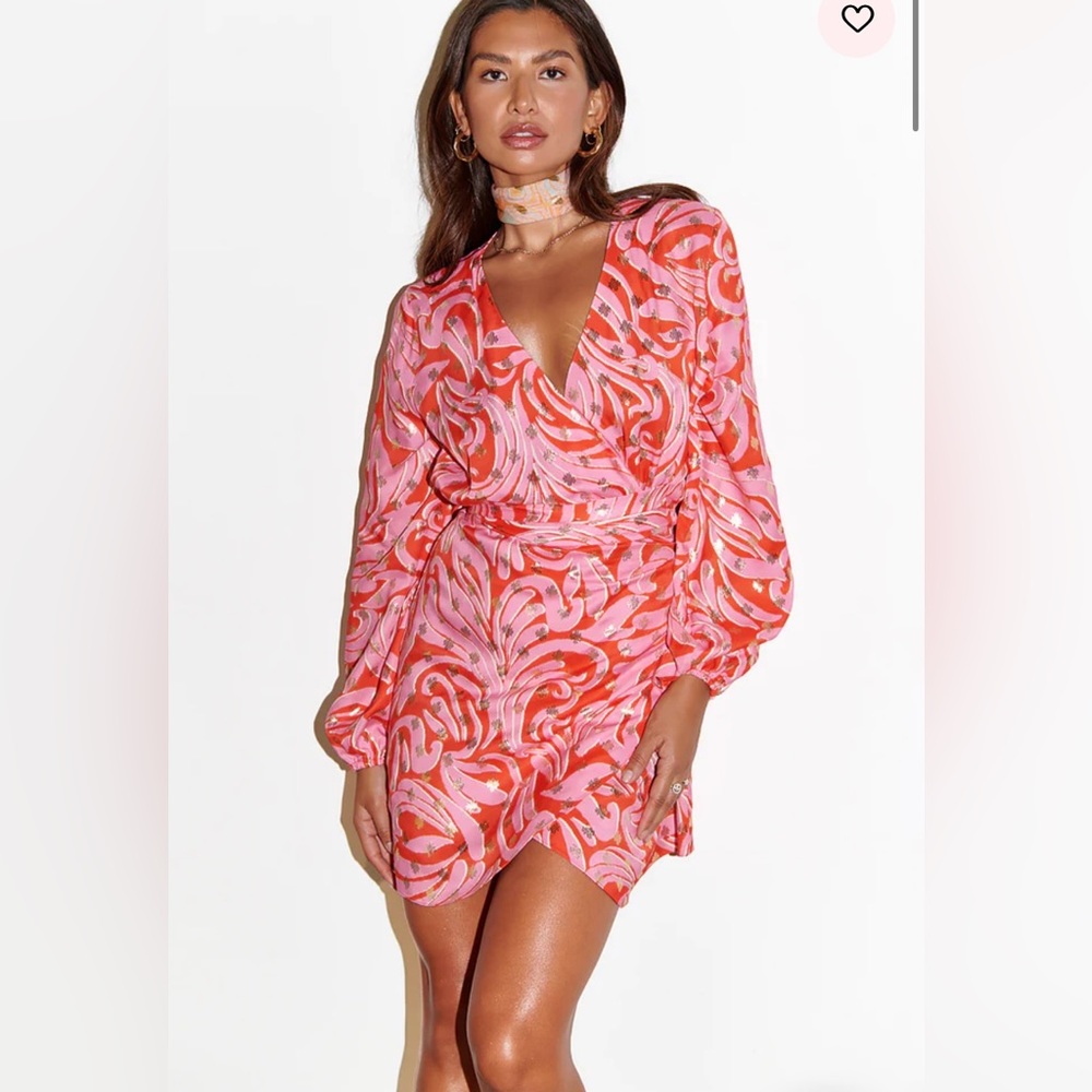 Never Fully Dressed Pink Romance Mini Vienna Wrap Dress